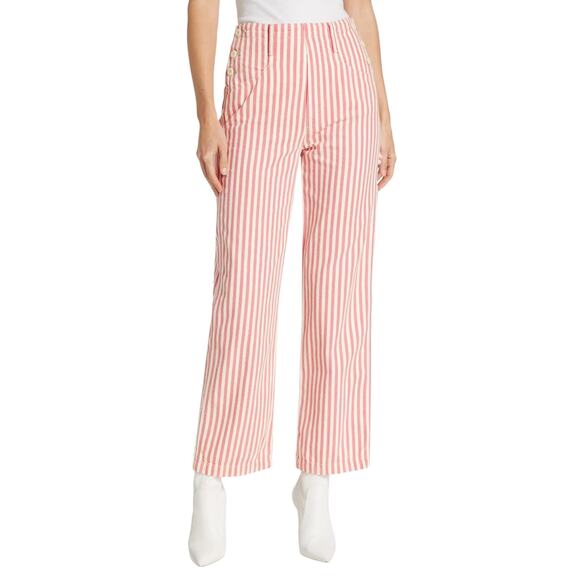MOTHER (34) The Seafarer Hover Striped Ankle Pants Candy Striper Carpenter - Picture 7 of 11